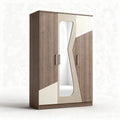 Wooden wardrobe with mirror and geometric design 150 x 80 x 200cm