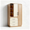 Wooden storage cabinet with shelves and drawers 90 x 50 x 160cm in beige and white