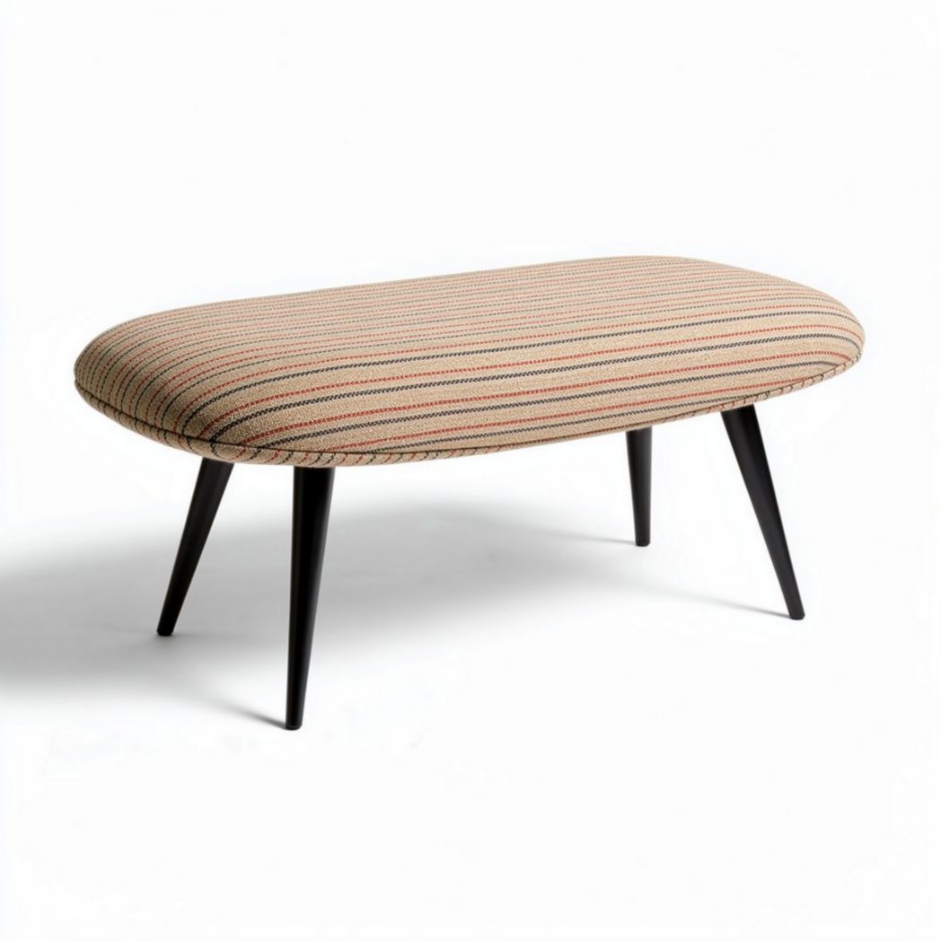 Striped fabric coffee table with black legs 120 x 60 x 40cm