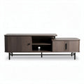 Wooden media console with storage cabinets and metal legs 150 x 40 x 50cm