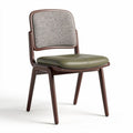 Modern dining chair with padded seat and fabric back in green and brown 45 x 45 x 80cm