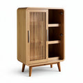 Wooden cabinet with rattan doors for storage and display 70 x 40 x 120cm
