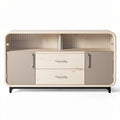 Wooden storage cabinet with sliding doors and two drawers 120 x 50 x 80cm