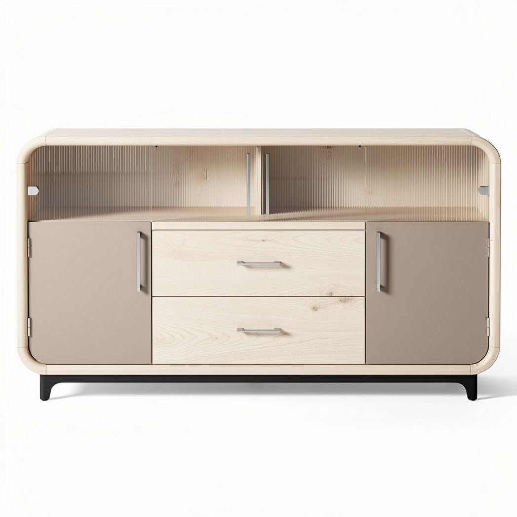 Wooden storage cabinet with sliding doors and two drawers 120 x 50 x 80cm